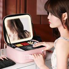 led light professional makeup box with