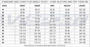 Sabelt Race Suit Size Chart 2019