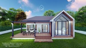 scandinavian modern house plan with 3