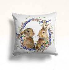 Bunny Inside Wreath Pillow Covershappy