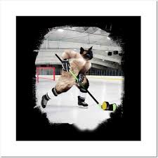 Siamese Cat Playing Ice Hockey