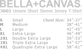 Bella Brand T Shirts Size Chart 2019