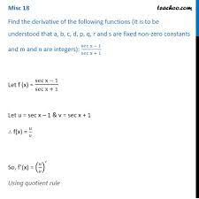 Misc 18 - Find derivative: sec x - 1 / sec x + 1 - CBSE - Miscellaneou