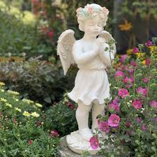 White Garden Praying Angel Figurine