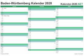 Die kalenderwochen 2021 entsprechen der in europa üblichen berechnungsweise für kalenderwochen (iso 8601). Kalender 2020 Baden Wurttemberg