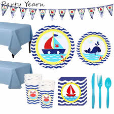 Check spelling or type a new query. Nautical Theme Disposable Tableware Sets For Kids Birthday Party Decorations Blue Boat Paper Plates Cups Party Supplies Disposable Party Tableware Aliexpress