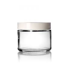 2 Oz Clear Glass Jar With White Smooth