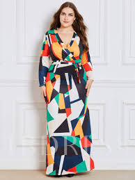 Plus Size Color Block Lace Up Womens Maxi Dress