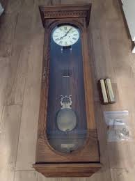 Long Oak Wall Clock Antiques