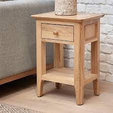 To Oak Side Table With Drawer