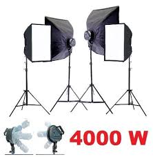 Pro 4000 W Video Studio Photo Continuous Lighting Softbox Light Kit Cases