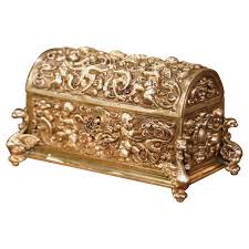 jewelry box with repousse cherub motifs
