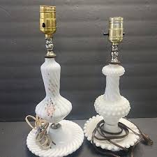 Milk Glass 14 And 13 Table Lamp