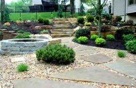 Segregating your backyard space into a patio with seating on one side and a play area with slides and swings will make your yard look neat and utilitarian. Simple Backyard Landscaping Ideas Stone Landscape Design Decoratorist 15884