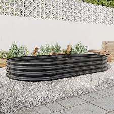 Cesicia Oval Large Black Metal Raised Garden Bed Outdoor Raised Planter Bed For Plants Vegetables And Flowers