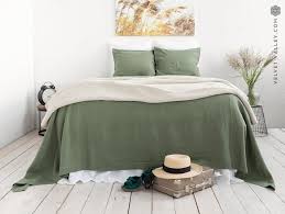 Green Bedding Bed Spreads Linen Bed