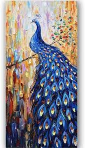 Dark Blue Peacock Canvas Wall Art