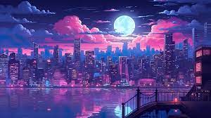 futuristic city at night wallpaper by