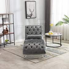 cohligan tufted armless foam chaise lounge rosdorf park body fabric silver velvet