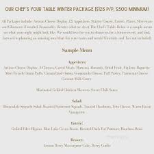 menu of the chef s table rocklin ca