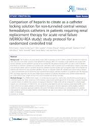 Comparison Of Heparin To Citrate As A Catheter Locking