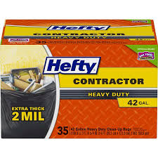 Hefty Heavy Duty Contractor Trash Bags 42 Gallon 35 Count
