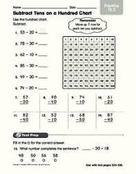 Subtract Tens On A Hundred Chart Worksheet For 2nd 3rd