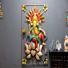 Ganesha On Lotus Metal Wall Art