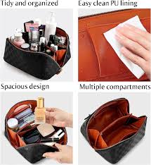 leather checd makeup organizer bag