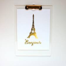 Bonjour Gold Foil Eiffel Tower Print
