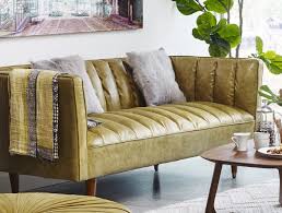 barin green top grain leather sofa