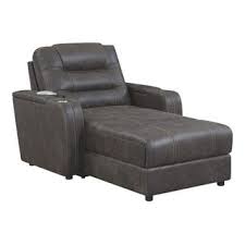 sunset trading power reclining chaise lounge chair with arms phone charger cupholder storage gray