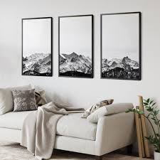 Mountain Art Print Black White Wall Art