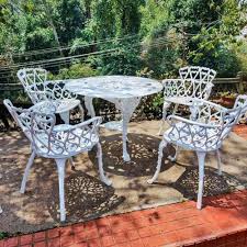 White Cast Iron Garden Table Chair Set
