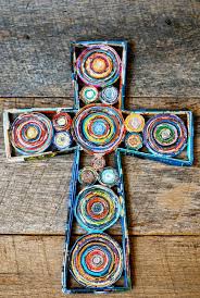 Colorful Cross Wall Hanging Recycled