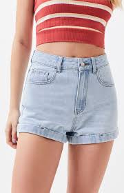 Washed Out Blue Denim Mom Shorts Pacsun