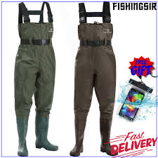 Fishingsir Pvc Nylon 2 Ply Chest Waders Rubber Boot Foot Waders W Cleated Sole