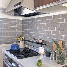 貼ってはがせる壁紙シール グレータイル の会 フェリシモ はがせる壁紙 キッチン diy キッチン