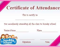 Sunday School Perfect Attendance Certificate Template