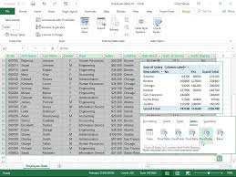 pivot table with the excel 2019