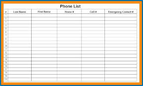 Free Printable Phone List Template Templateral