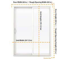 Jeld Wen 60 In X 80 In V 2500 White Vinyl Left Hand Full Lite Sliding Patio Door W White Interior