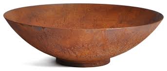 round corten steel bowl planter