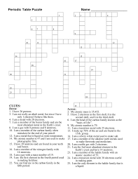Periodic Table Crossword Puzzle Chemistry Worksheets