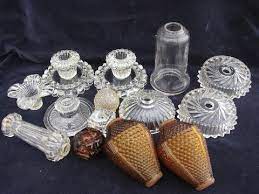 Lot Vintage Pressed Glass Light Parts
