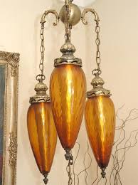 Amber Glass Chandelier Or Swag Lamp