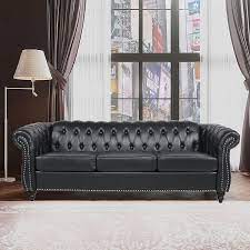 Pu Leather Tufted Chesterfield Straight
