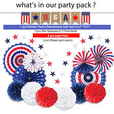 Looking for fourth of july plans? Buy 14 Psc Patriotic Party Decorations 4th Of July American Flag Party Supplies Foldable Colorful Paper Fans Tissue Paper Pom Poms Star Streamers Love Usa Banner Party Favors For American Theme