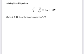 Solved Solving Literal Equations 75