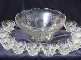 Vintage Glass Punch Bowl Set